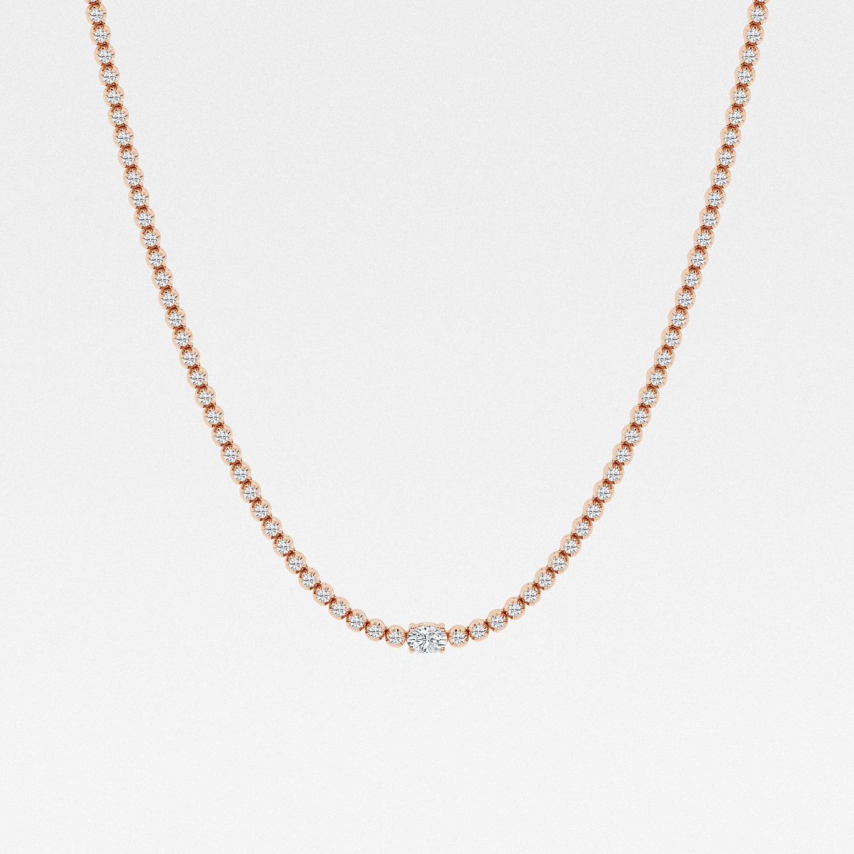 5 ctw Oval Lab Grown Diamond Single Station Tennis Necklace